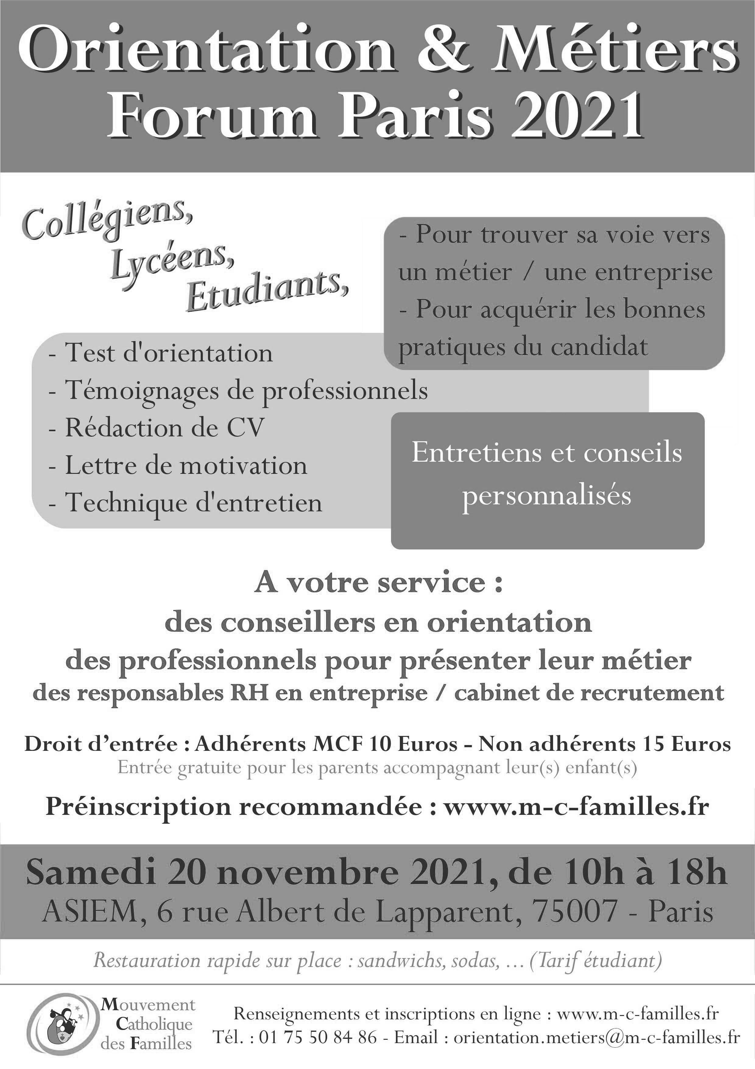 Forum des M&eacute;tiers IDF 2021